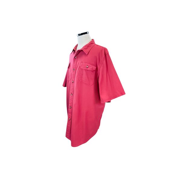 Wrangler Red Cotton Blend Short Sleeve Button-Up - 2XL - Picture 4 of 9